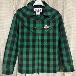 Wool plaid Jacket with detachable hunter orange